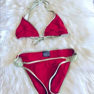 Becca Red Polka Dot Cheeky Bikini Set